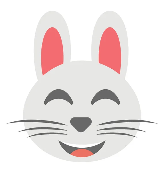 Viso Coniglio Sorridente Con Baffi Che Mostrano Espressione Sorridente — Vettoriale Stock