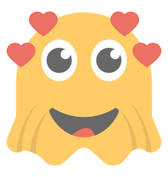 Emoji Fantôme Avec Des Cœurs Représentant Concept Adorable — Image vectorielle