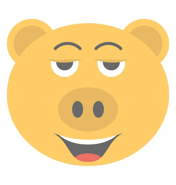 Cochon Souriant Visage Emoji Plat Vecteur Icône Design — Image vectorielle