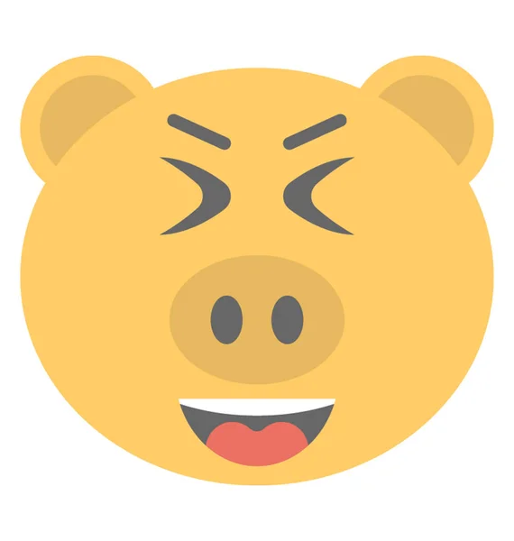 Cochon Souriant Visage Emoji Plat Vecteur Icône Design — Image vectorielle