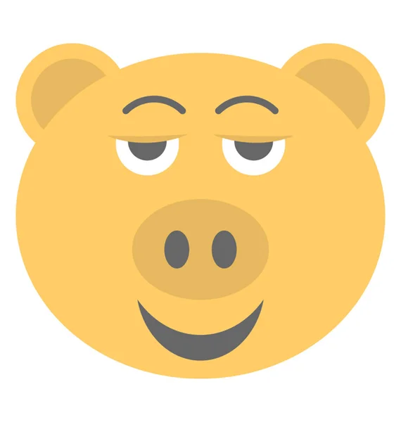 Desain Ikon Vektor Datar Emoji Wajah Babi Yang Tersenyum - Stok Vektor