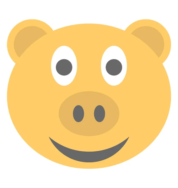 笑みを浮かべて豚顔絵文字フラット ベクトル アイコン デザイン — ストックベクタ
