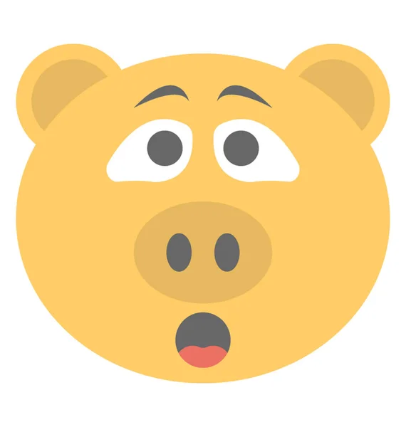 Überrascht Schwein Gesicht Emoji Flache Vektor Symbol Design — Stockvektor