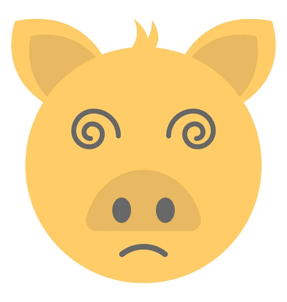 Flat Pig Emoji Som Skildrar Uttryck Att Vara Ledsen — Stock vektor