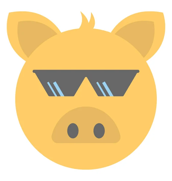 Emoji Cerdo Plano Que Representa Expresión Ser Cool — Vector de stock