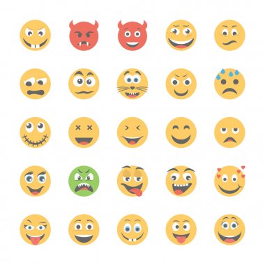 6 gülen düz Icons Set