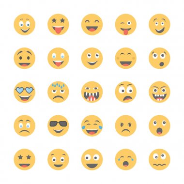 Gülen düz Icons 1 Set