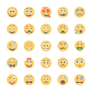 Gülen düz Icons 8 Set