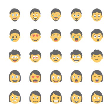 16 gülen düz Icons Set