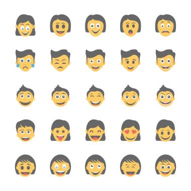 13 gülen düz Icons Set