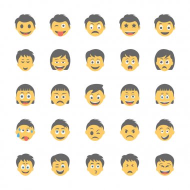 14 gülen düz Icons Set