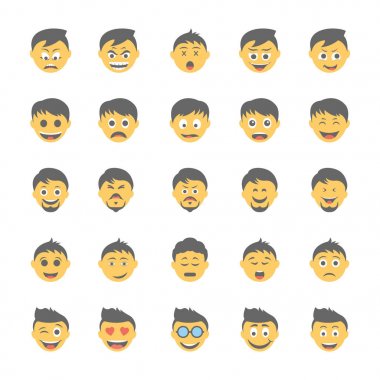 15 gülen düz Icons Set