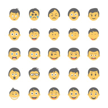 18 gülen düz Icons Set