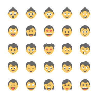 21 gülen düz Icons Set