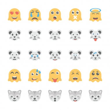 35 gülen düz Icons Set