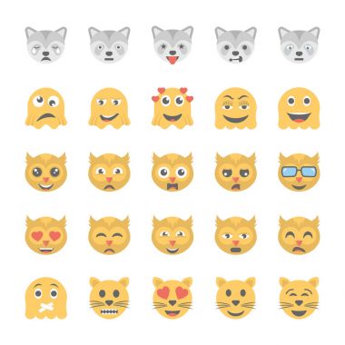36 gülen düz Icons Set