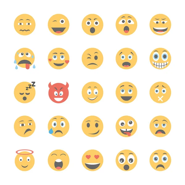 Smiley Platte Icons Set — Stockvector