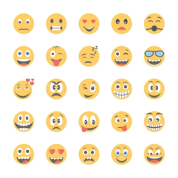 Smiley Flat Icons Set — Stock Vector