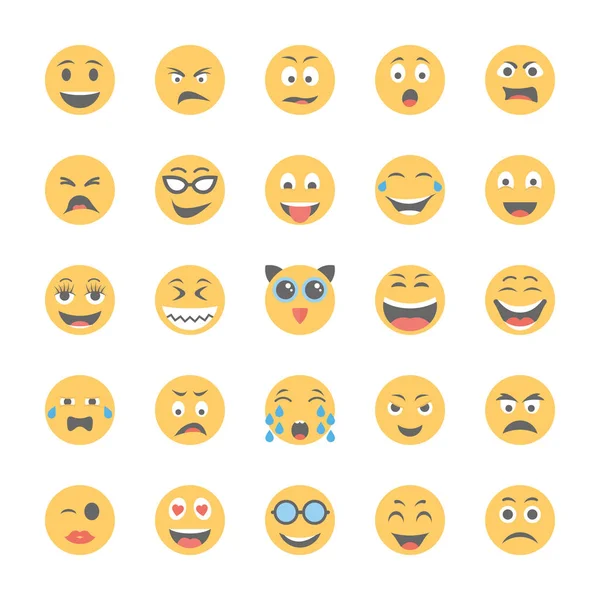 Smiley Platte Icons Set — Stockvector