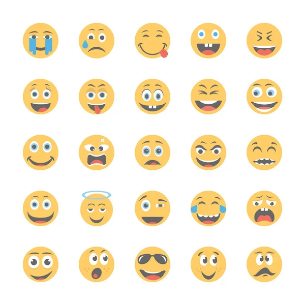 Smiley Flat Icons Set — Stock Vector