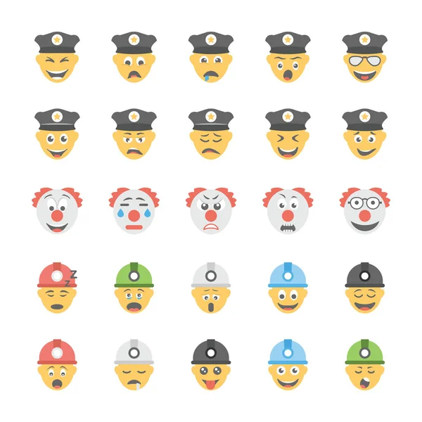 Smiley Platte Icons Set — Stockvector