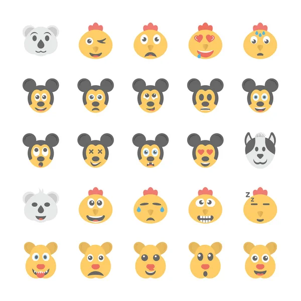 Smiley Flat Icons Set Vector Graphics