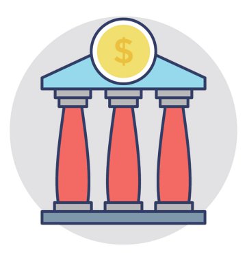 Bina dış dolar para işareti ile banka 