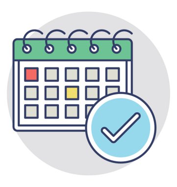 Takvim ve onay işareti kavramı planlama yan göstererek