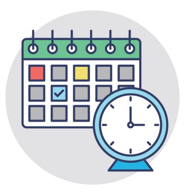 Bir takvim ile saati gösteren kavram planlama