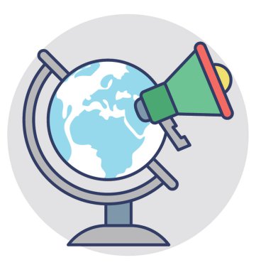 Küre megafon bayraklarında küresel pazarlama ile