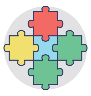 Kurumsal iş kavramı temsil eden renkli puzzle parçaları 