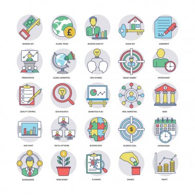 Düz iş ikonları/simgeleri bir dizi 