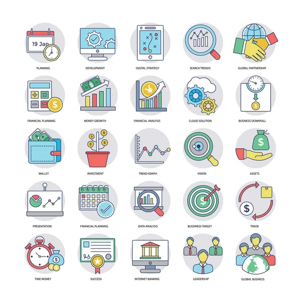 Negocios Iconos Planos Colección — Vector de stock