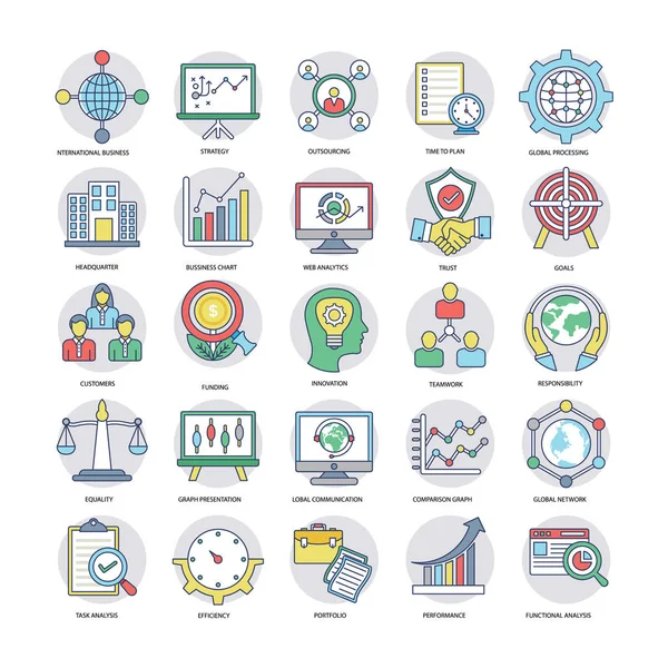 Conjunto Iconos Planos Negocios — Archivo Imágenes Vectoriales