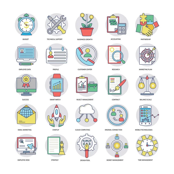 Negocios Iconos Colores Planos — Vector de stock