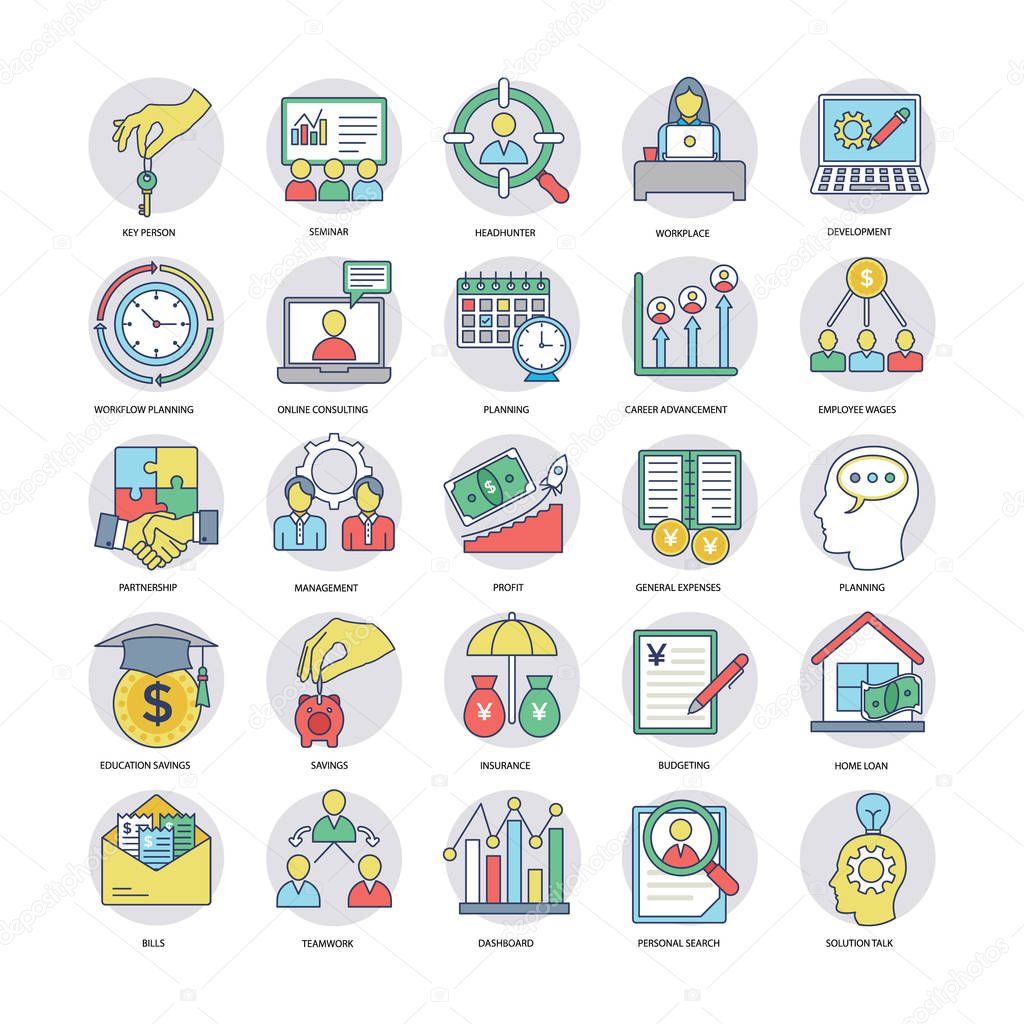 A Pack Of Flat Business Icons 