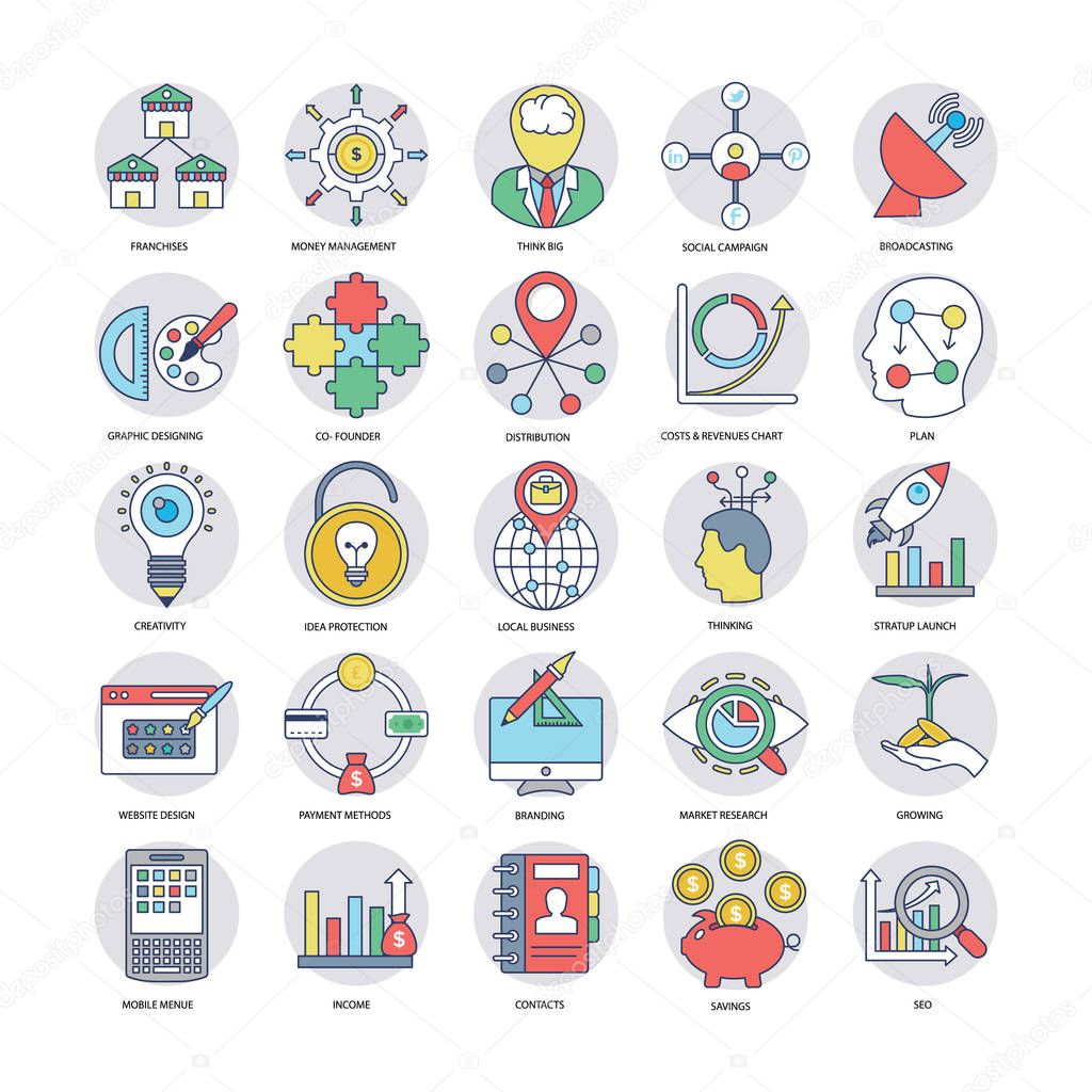 Flat Business Icons Collection 