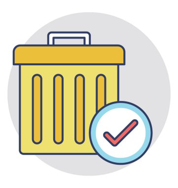 Bir çöp kutusu silme işlemi kavramı gösteren onay işareti ile