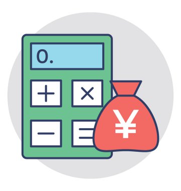 Yuan Döviz hesap makinesi bütçeleme konsepti ile bir çuval