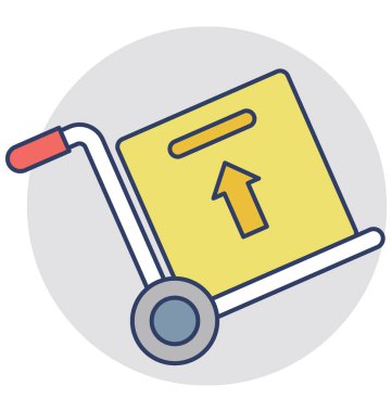 Bir el arabası ile ürün sunmak hazır kavramı karton ambalajlama