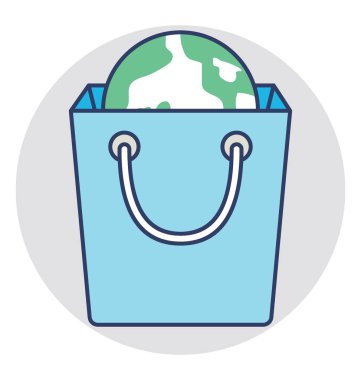 Küresel alışveriş dünya kavramı ile bir alışveriş çantası 