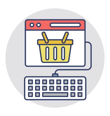 Online alışveriş Web sitesine bağlı bir klavye