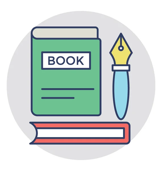 Two Books Fountain Pen Concept Education — Stock Vector