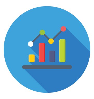 Noktalı çizgi grafik istatistiksel raporlama konsepti ile bir sütun grafiği
