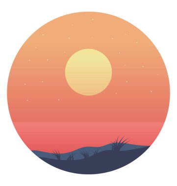 Günbatımı manzara düz tasarımı