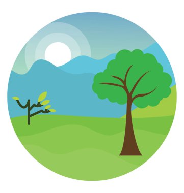 Güneş ve ağaçları ile bir otlak