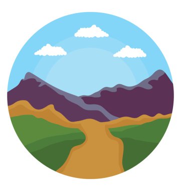 Düz simgesi tasarım kayalıklarla peyzaj 