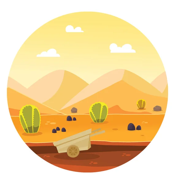 Plochá Ikonu Design Pouštní Krajinu Kaktusy — Stockový vektor