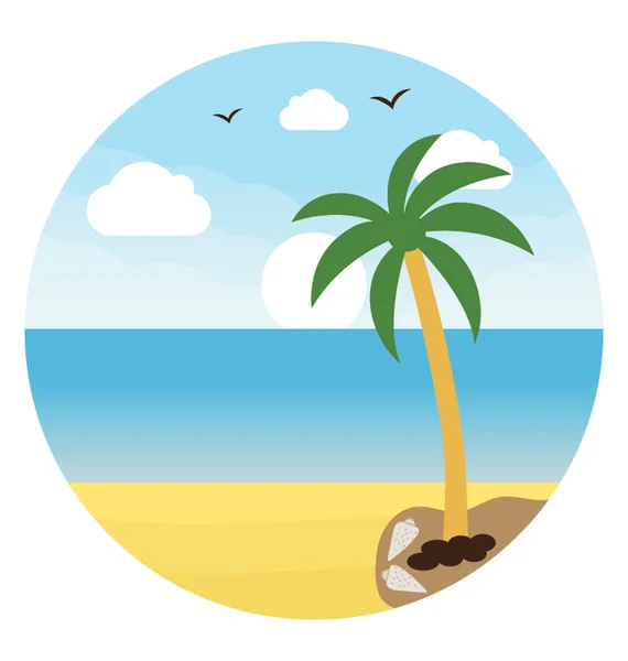 美丽的海滩景观与热带棕榈树 — 图库矢量图片