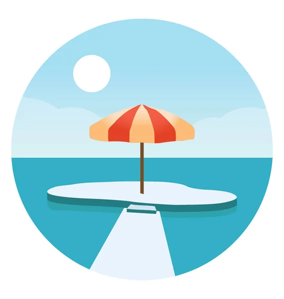 Playa Con Sombrilla Playa — Vector de stock